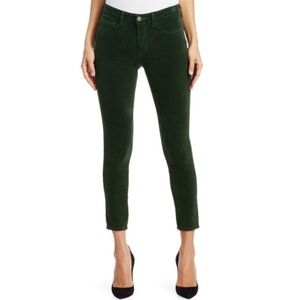 NEW L'AGENCE Margot High Rise Skinny Luxe Velvet Size 24 Retails $245 Evergreen